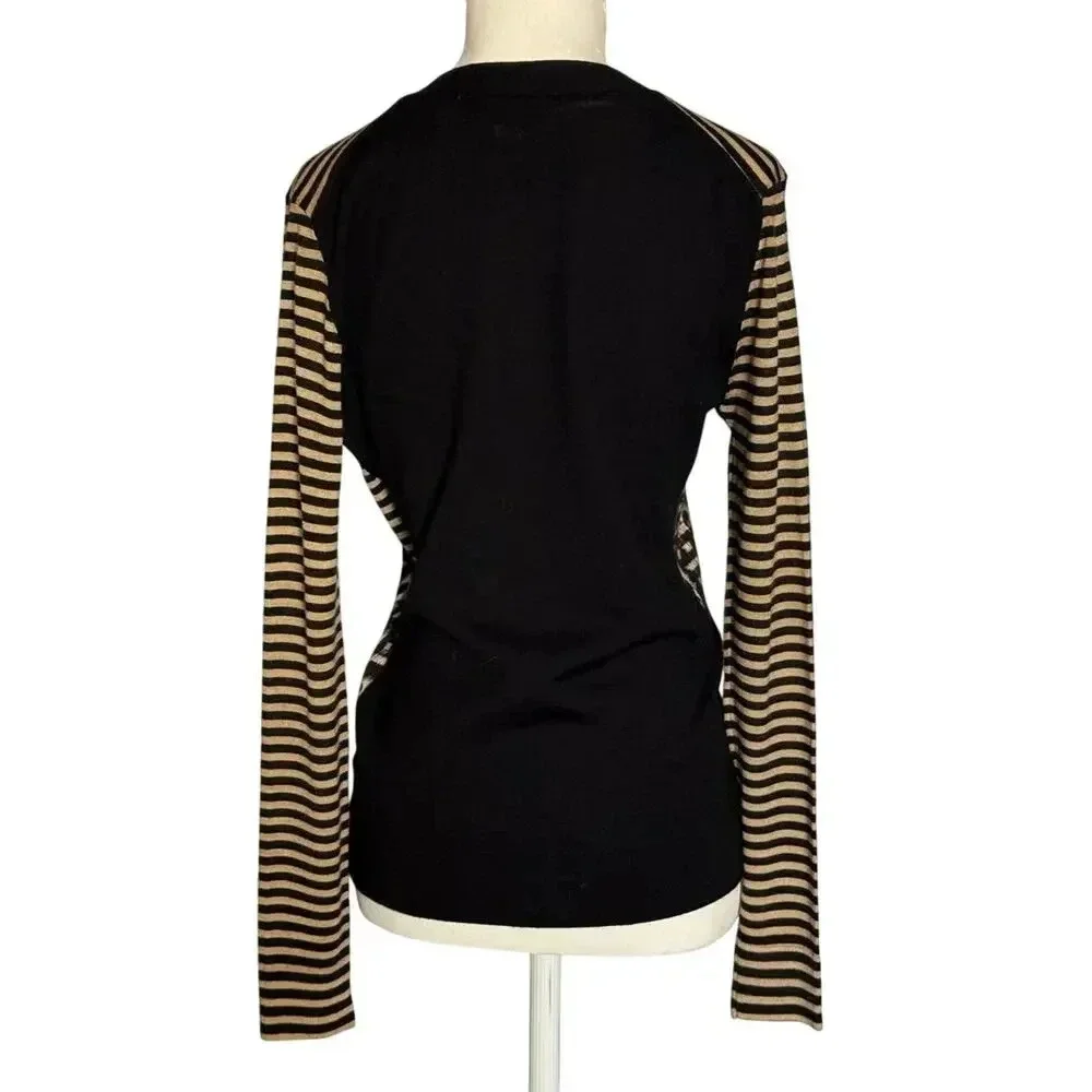 Tory Burch Womens Light Knit Wool Striped Cardigan Size Small